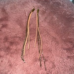 ⚫️3 for $20⚫️ Suede cord and brass chain dangly earrings